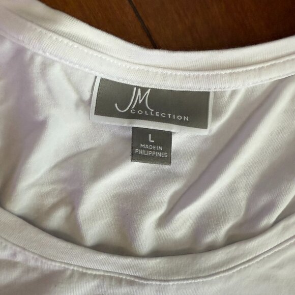 JM Collection Women’s White Long Sleeve Scoop Neck Top, size Large - Picture 6 of 11